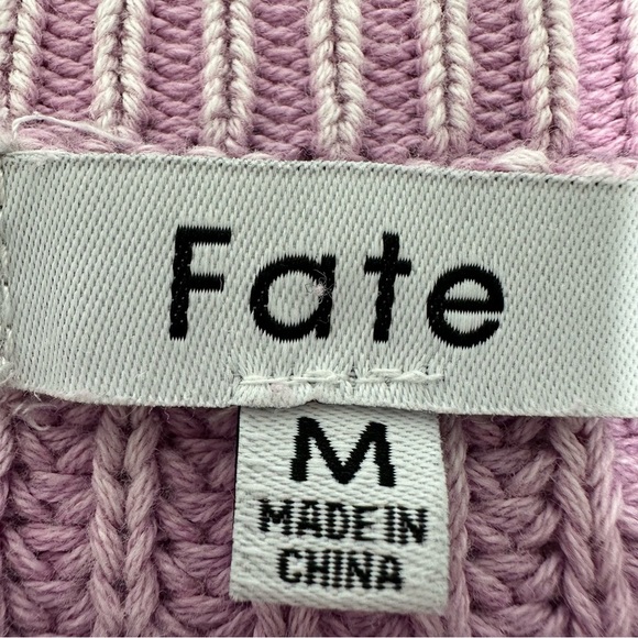 Fate Sweater Patchwork Pink Crew Neck Balloon Sleeves Medium - Picture 3 of 9